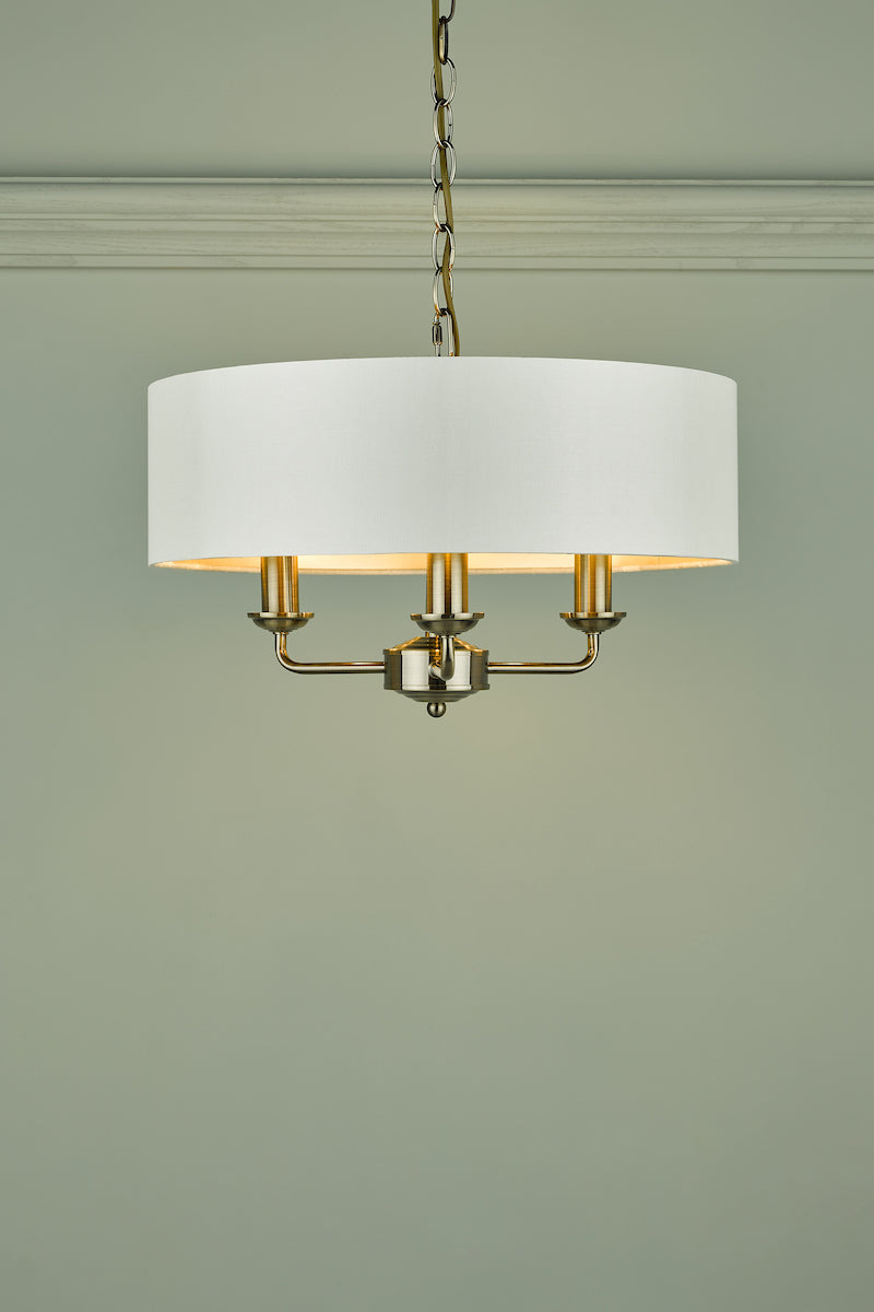 Laura Ashley Sorrento Antique Brass LA3621363-Q 3 Light Armed Fitting Ceiling Light with Ivory Shade