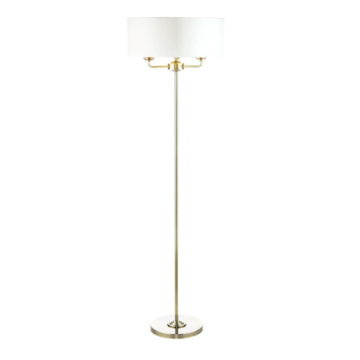 Laura Ashley Sorrento Antique Brass 3 Light Floor Lamp LA3622148-Q with Ivory Shade