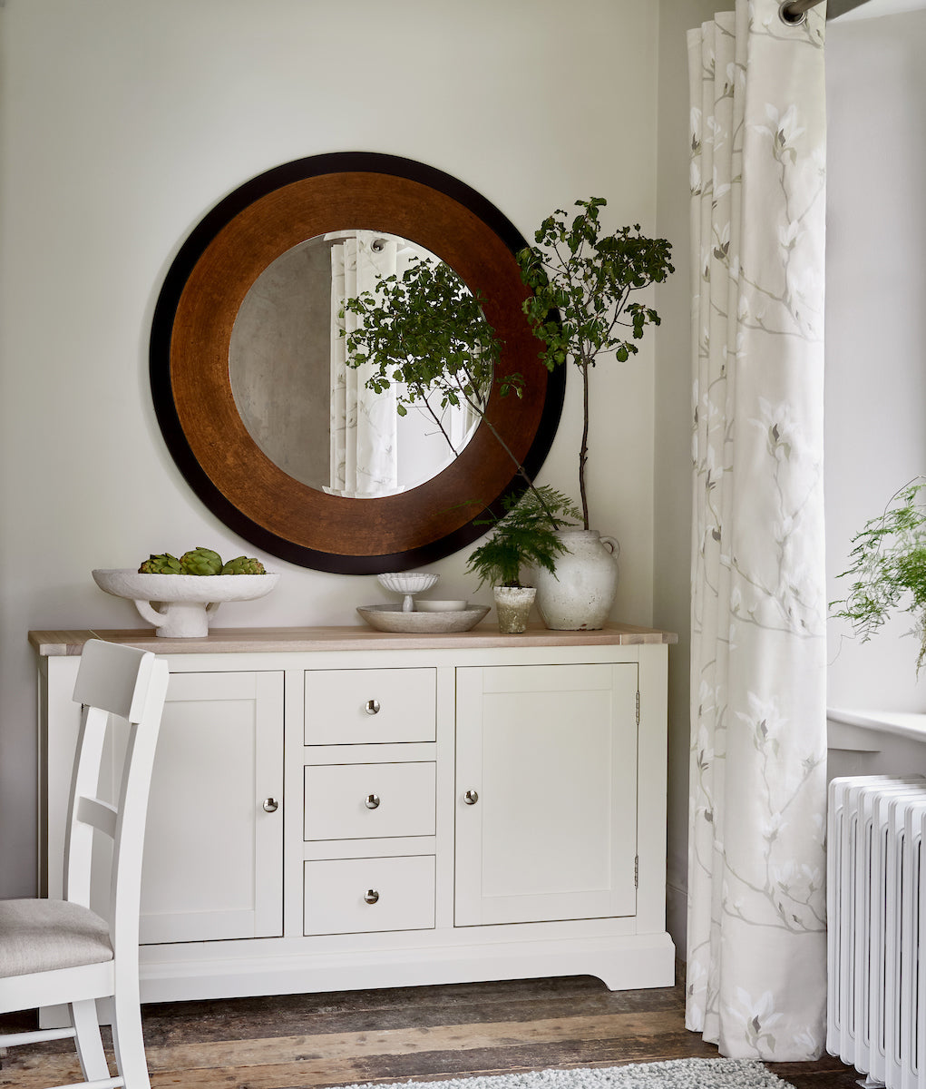 Laura Ashley Cara Large Mottled Bronze Round Mirror LA3624477-Q
