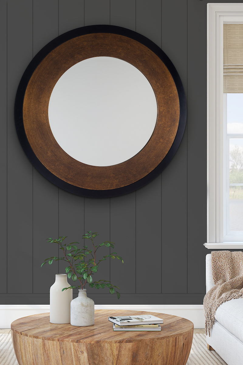 Laura Ashley Cara Large Mottled Bronze Round Mirror LA3624477-Q