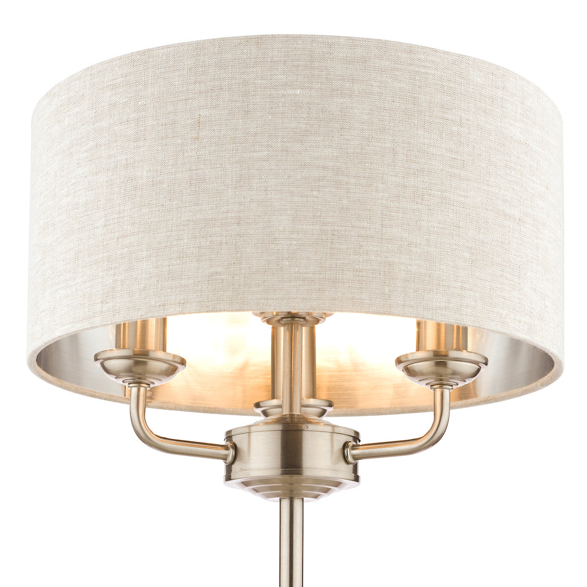 Laura Ashley Sorrento Brushed Chrome LA3636753-Q 3 Light Table Lamp with Natural Shade