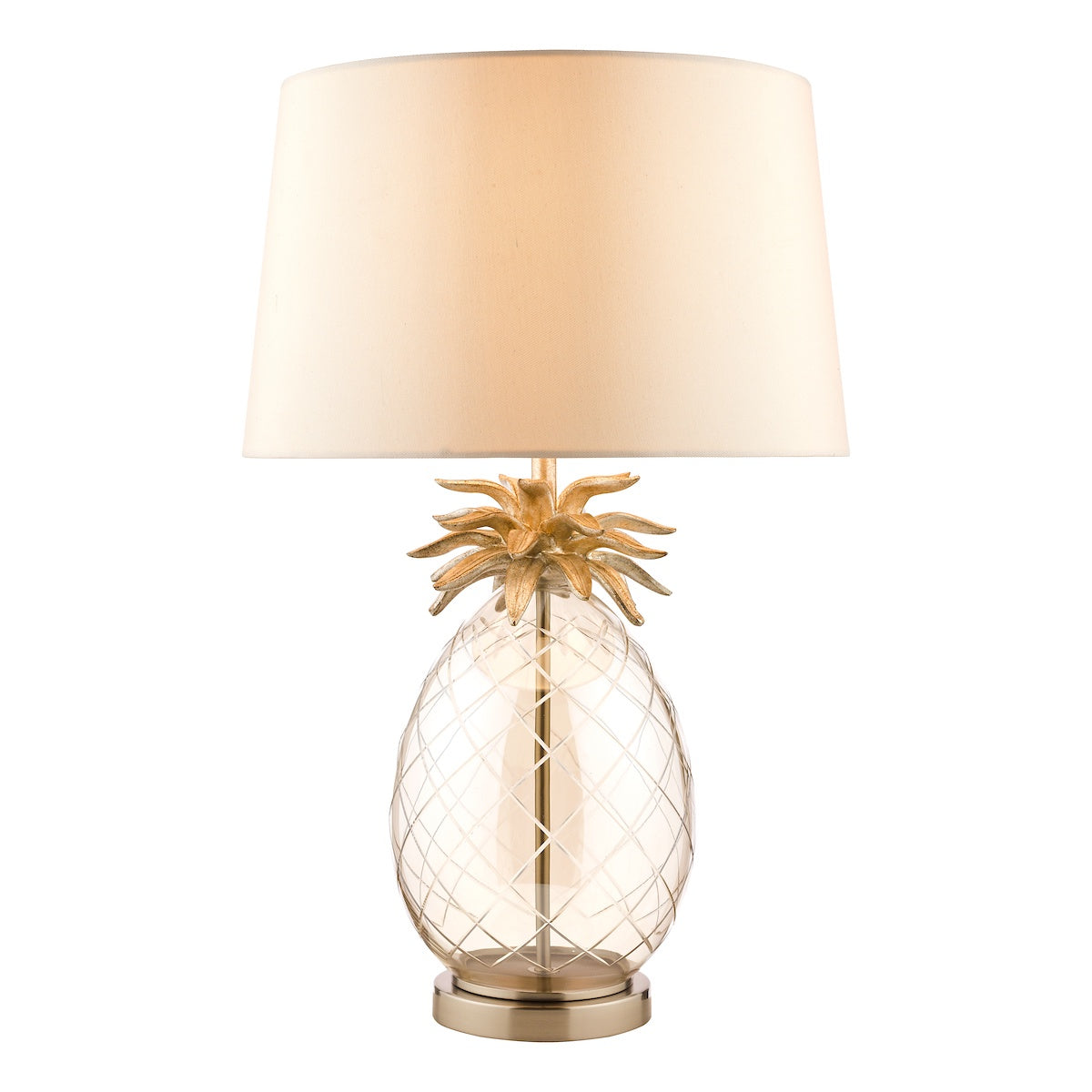 Laura Ashley Pineapple Champagne LA3702785-Q Cut Glass Table Lamp with Taupe Shade
