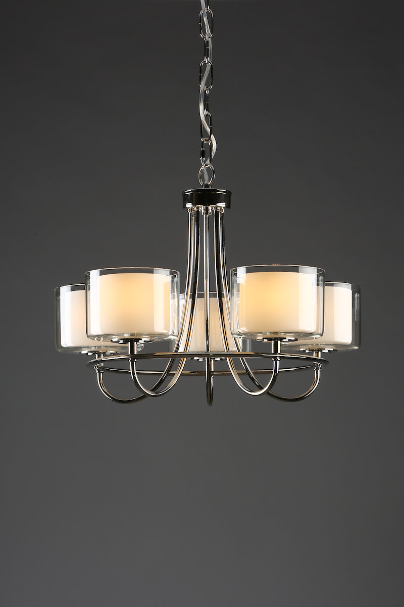 Laura Ashley Southwell Polished Nickel LA3703637-Q 5 Ceiling Light Chandelier & Glass Shades