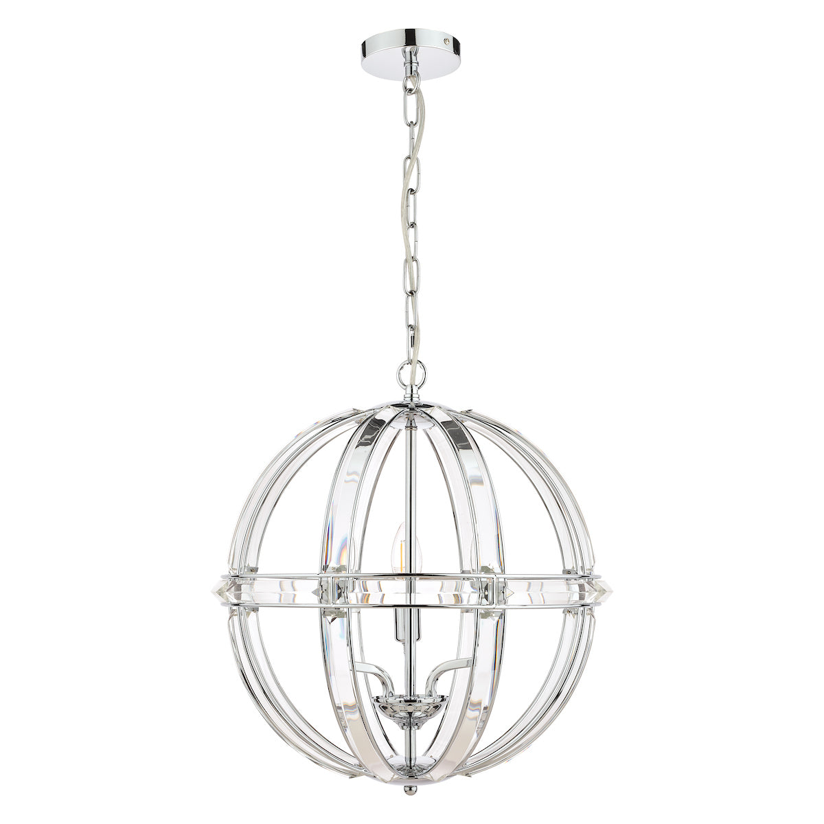 Laura Ashley Ceiling  Aidan LA3713710-Q Glass & Polished Chrome 3 Light Globe Chandelier