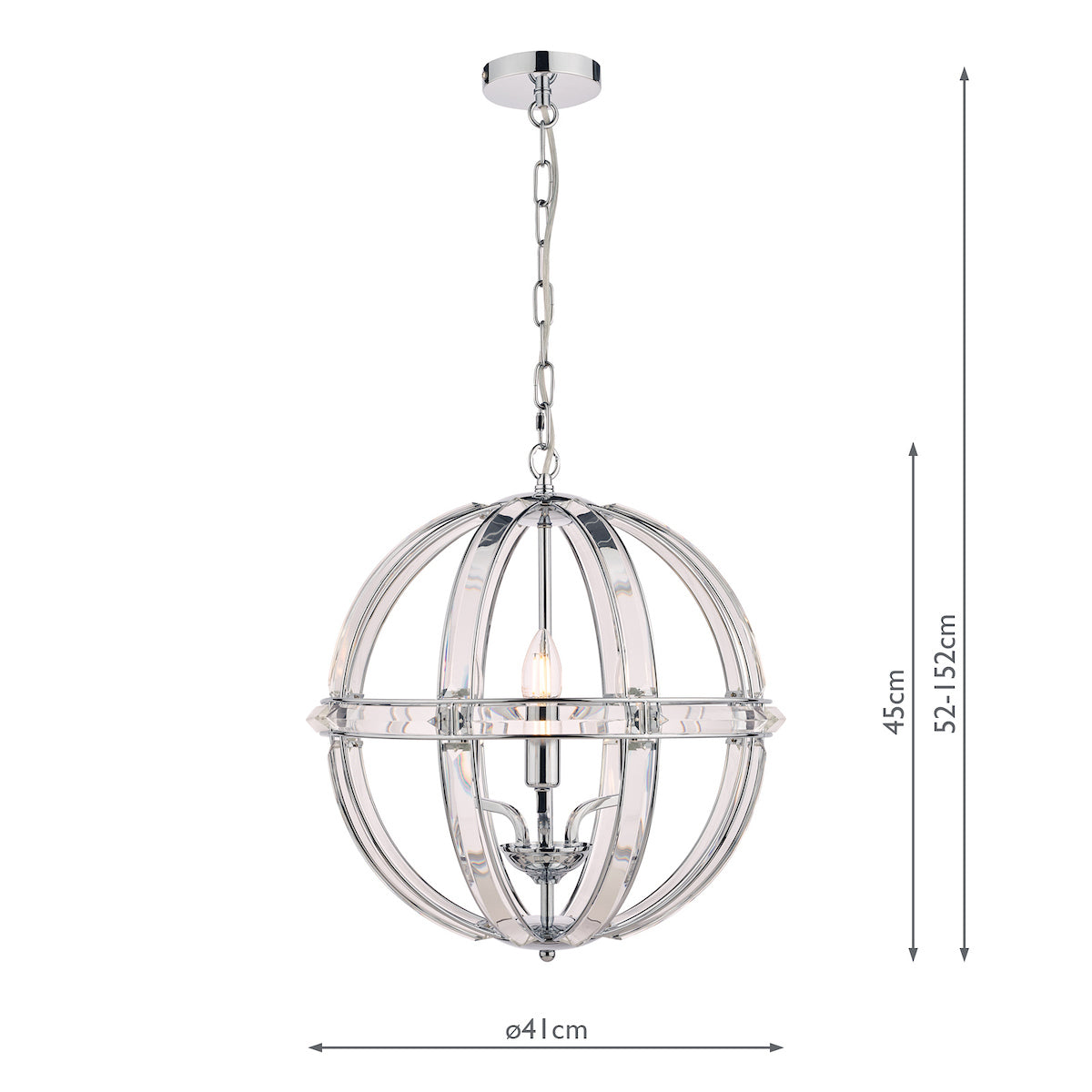 Laura Ashley Ceiling  Aidan LA3713710-Q Glass & Polished Chrome 3 Light Globe Chandelier