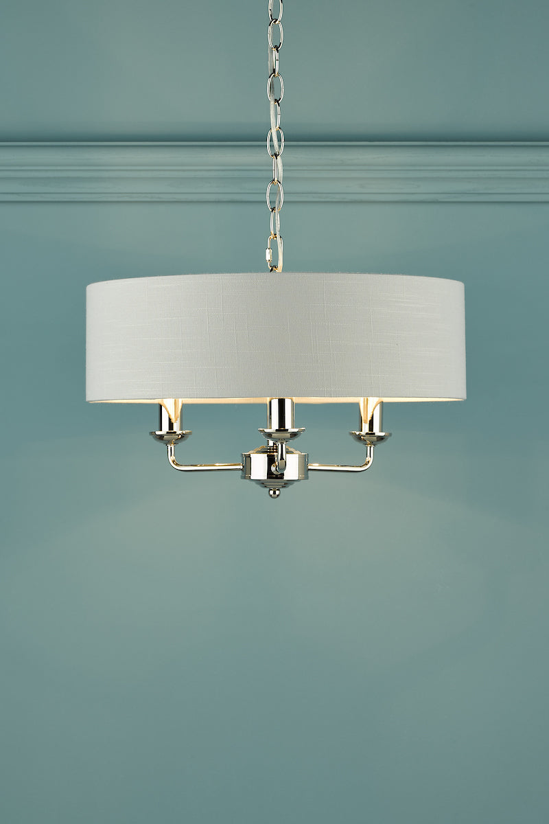 Laura Ashley Sorrento Polished Nickel LA3718272-Q  3 Light Armed Fitting Ceiling Light with Silver Shade