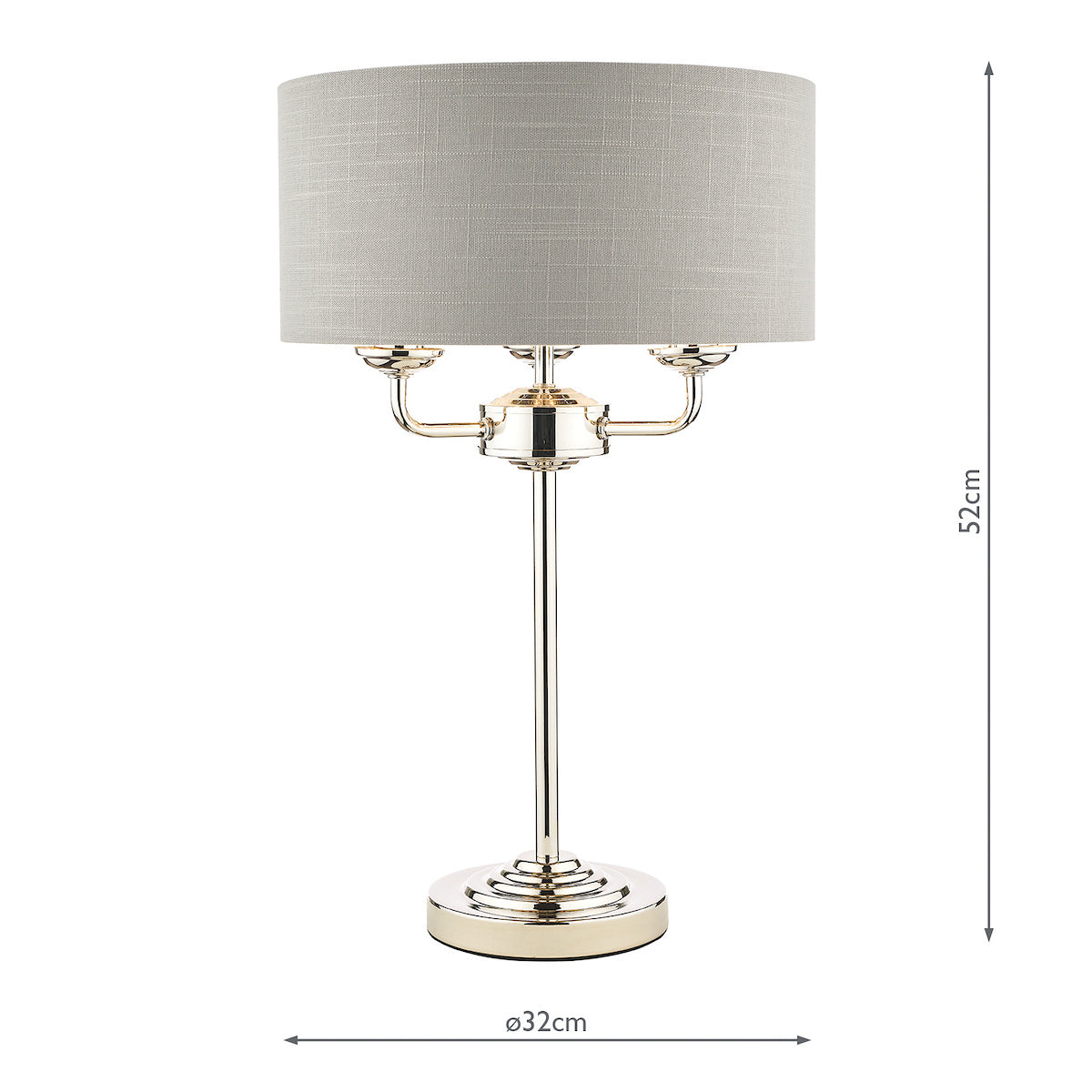 Laura Ashley Sorrento Polished Nickel 3 Light LA3718286-Q   Table Lamp with Silver Shade