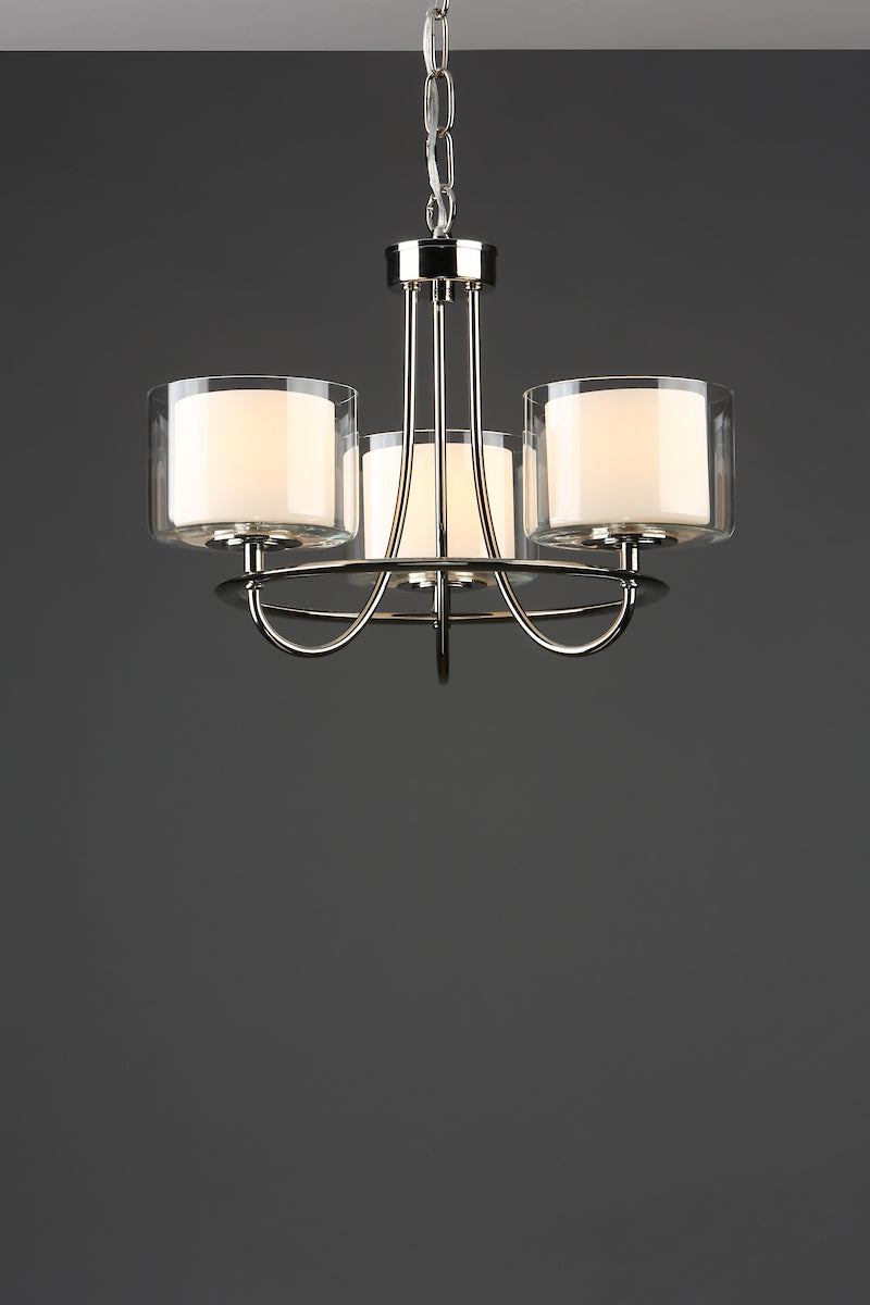 Laura Ashley Southwell Polished Nickel LA3724943-Q 3 Ceiling Light Chandelier & Glass Shades