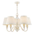 Laura Ashley Ellis Satin-Painted Spindle LA3726687-Q 5 Light Ceiling Light  Chandelier with Ivory Shades