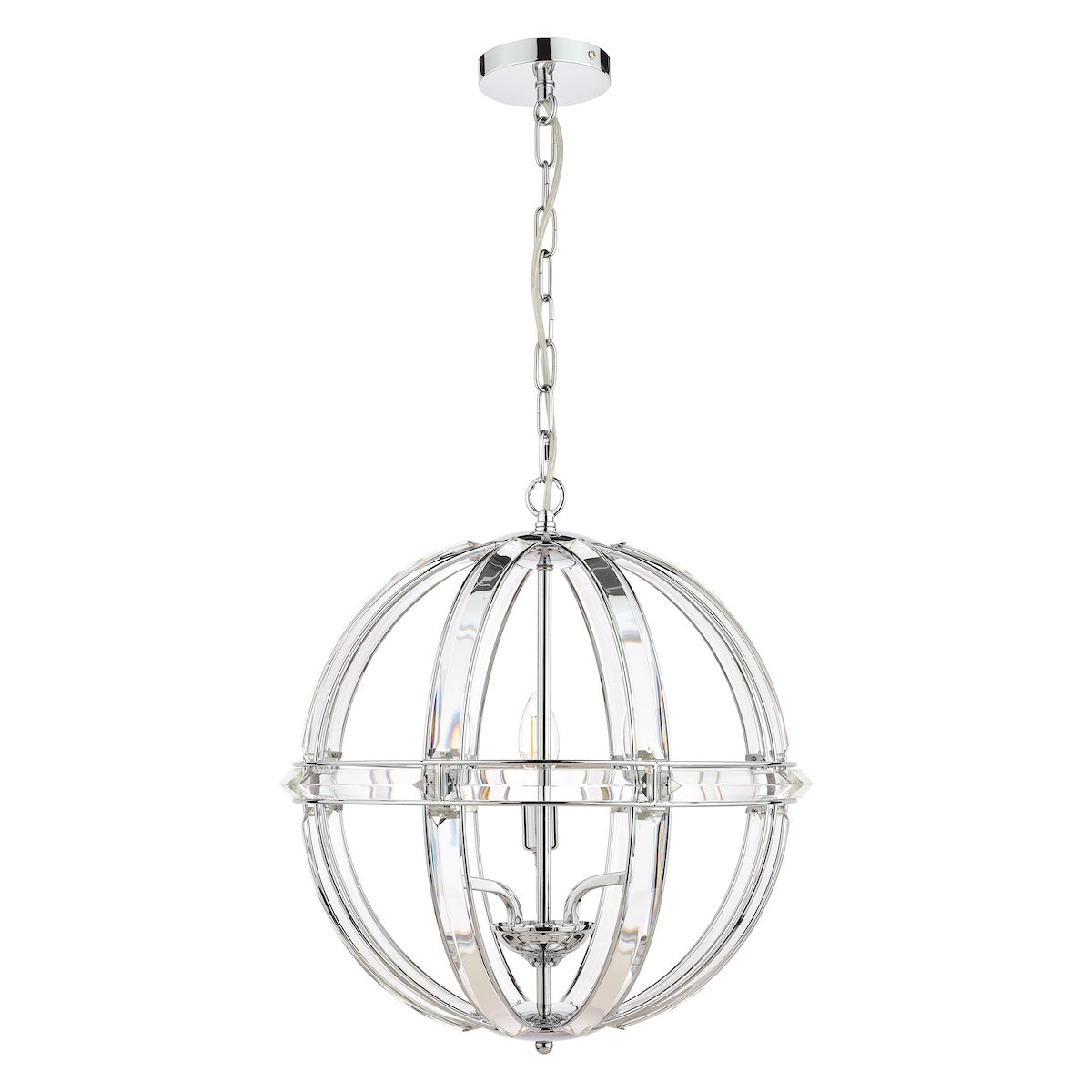 Laura Ashley LA3732577-Q  Aidan Glass & Polished Chrome 5 Light Globe Chandelier Ceiling Light