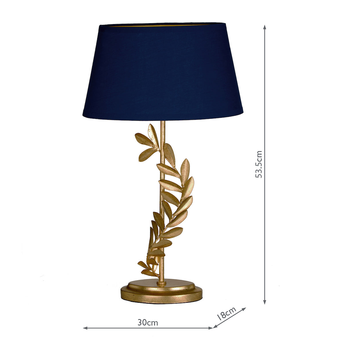 Laura Ashley Archer Table Lamp  LA3734602-Q Leaf Design in Gold with Navy Blue Shade