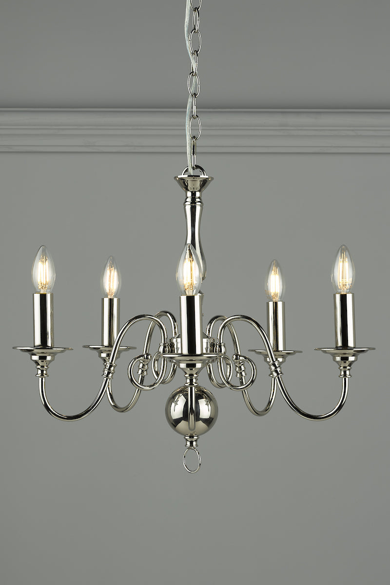 Laura Ashley Winchester Polished Nickel LA3743657-Q  5 Light Pendant Ceiling Light