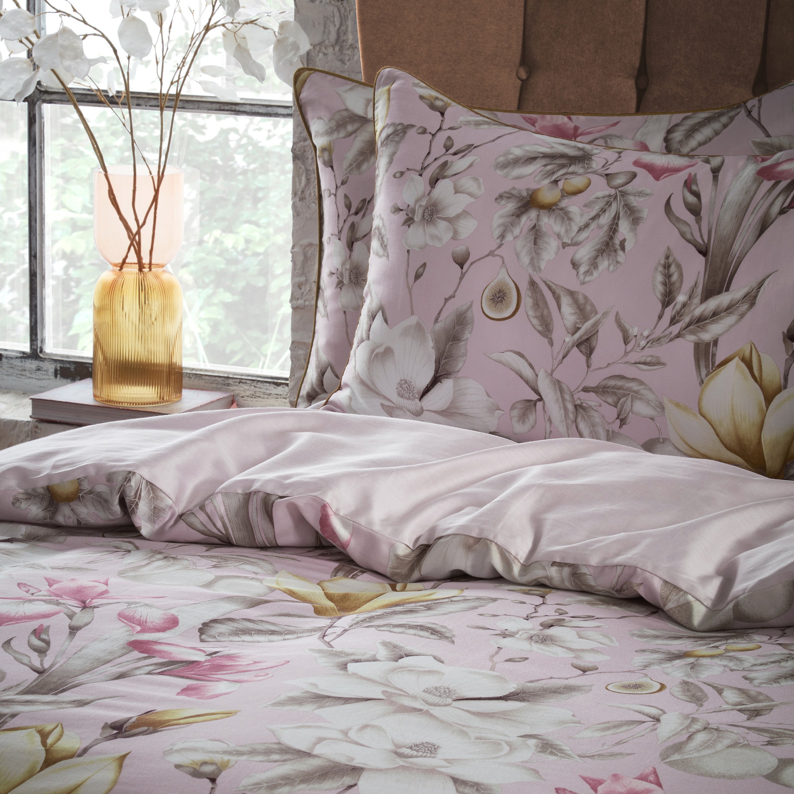 Lavish Floral Printed Piped Cotton Sateen King Duvet Cover Set Blush –  Tylers Department Store