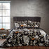 Lavish Floral Printed Piped Cotton Sateen Double  Duvet Cover Set Noir