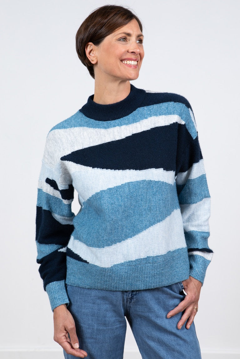 Lily & Me Intarsia Wave Jumper Blue