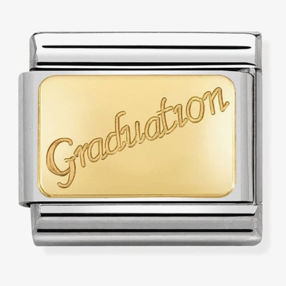 Nomination Yellow Gold Graduation Writing Charm