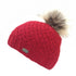 KuSan Bobble Hat Faux Fur Pom Red