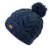 KuSan Bobble Hat Cable Turn Up Navy