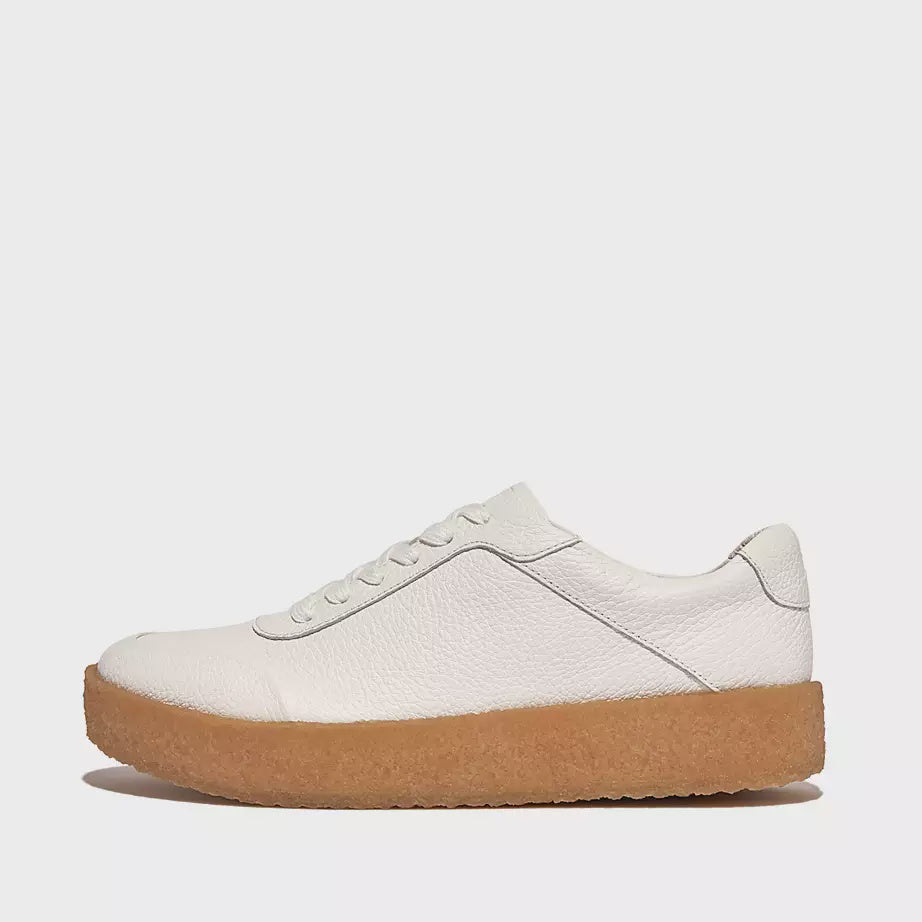 FitFlop Rally Tumbled-Leather Crepe Trainers Urban White