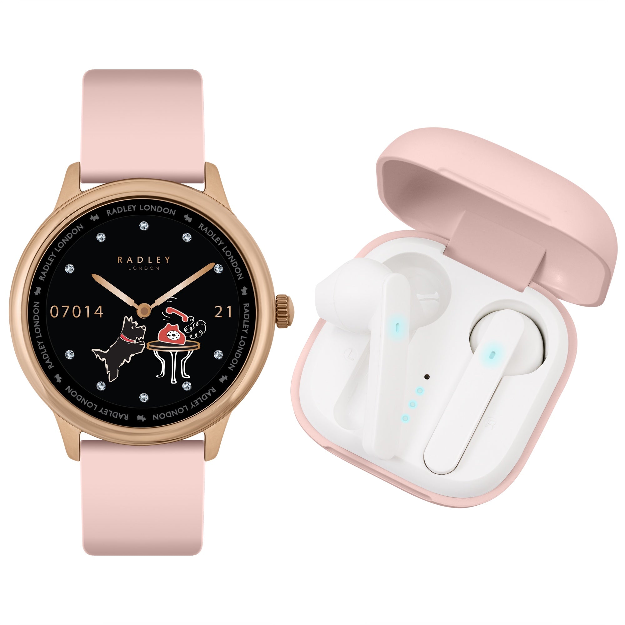 Radley Series 19 Pink Smart Watch & Wireless Earphone Set