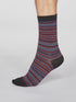 Thought Jacob Stripe Organic Cotton Socks Black 7-11