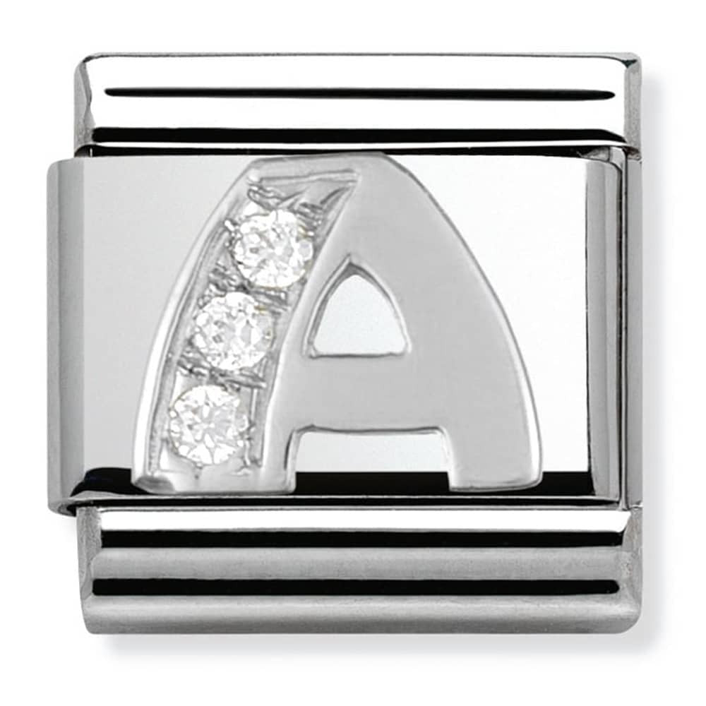 Nomination Silver CZ Initial A Charm