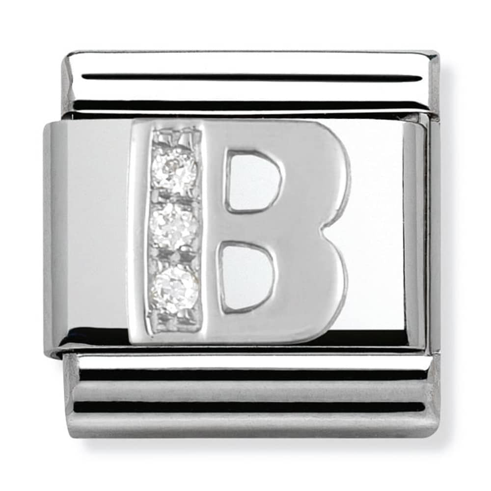 Nomination Silver CZ Initial B Charm
