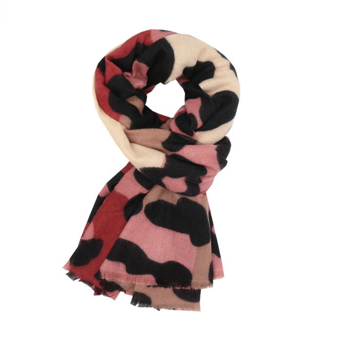 Red Cuckoo Leopard Patch Scarf Pink