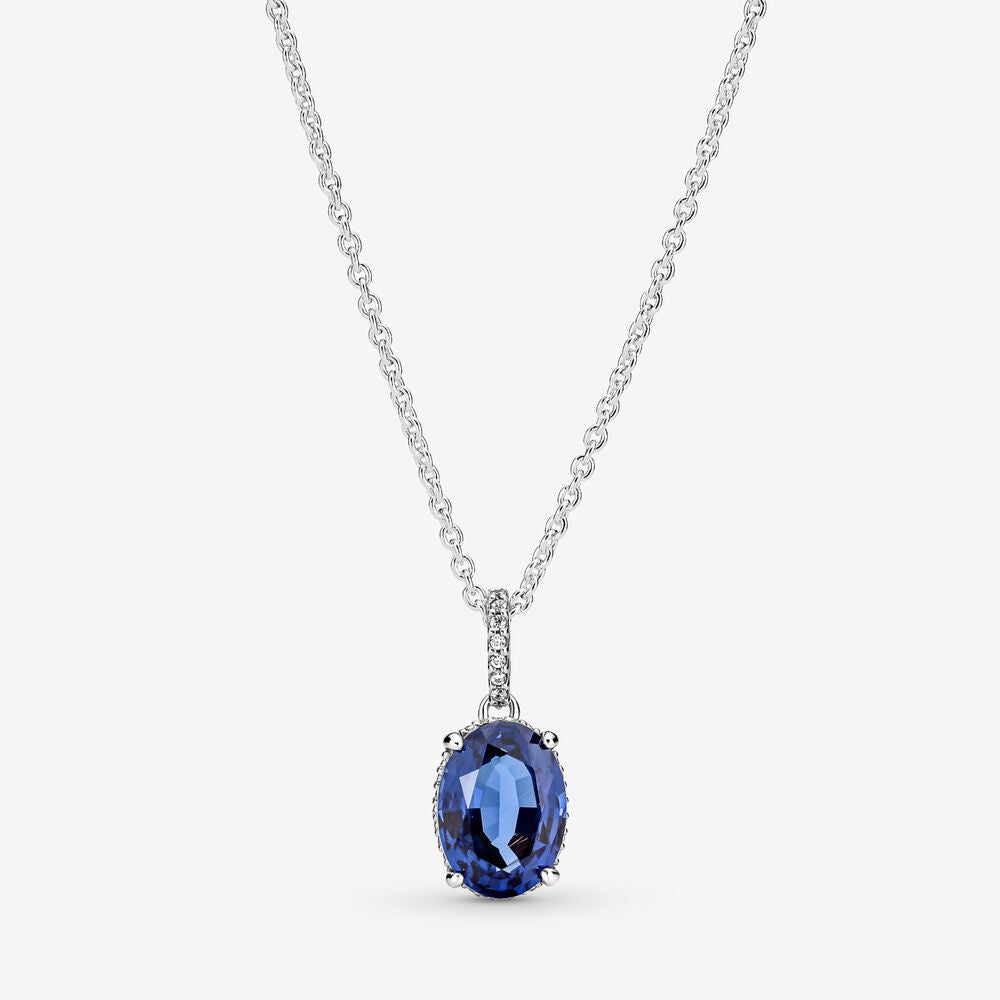 Pandora Blue Sparkling Statement Halo Pendant Necklace 390055C01-45