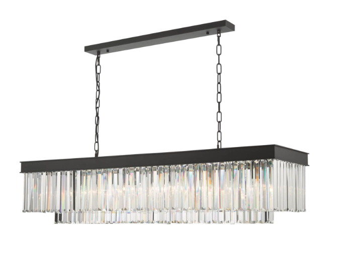 Dar Celeus 6 Light Bar Pendant CEL6422 Anthracite and Crystal