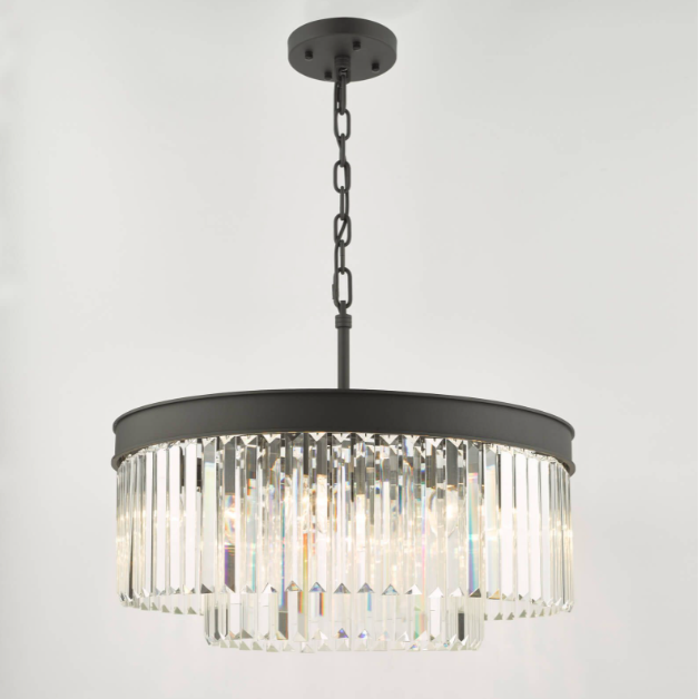 Dar Celeus 6 Light Chandelier CEL0622 anthracite And Crystal