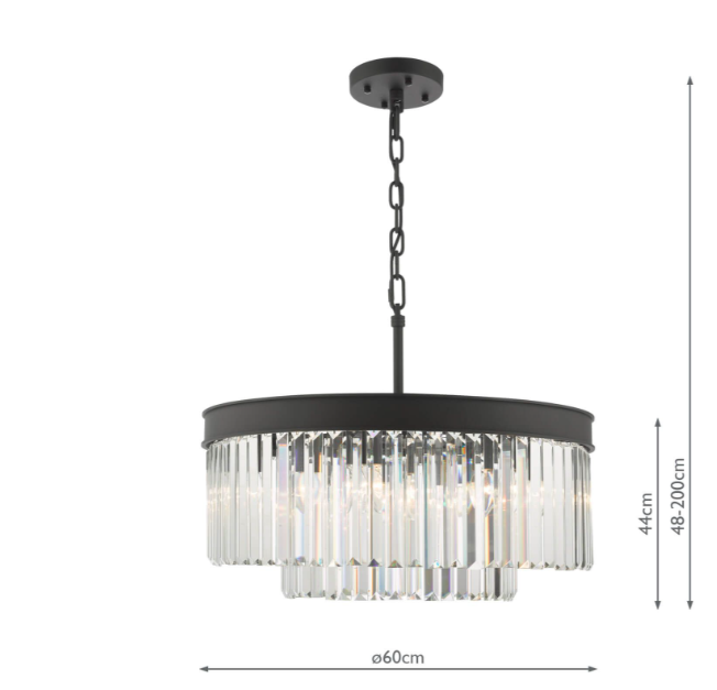 Dar Celeus 6 Light Chandelier CEL0622 anthracite And Crystal