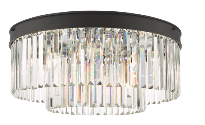 Dar Celeus 6 Light Flush Matt CEL4822 Anthrcite And Crystal