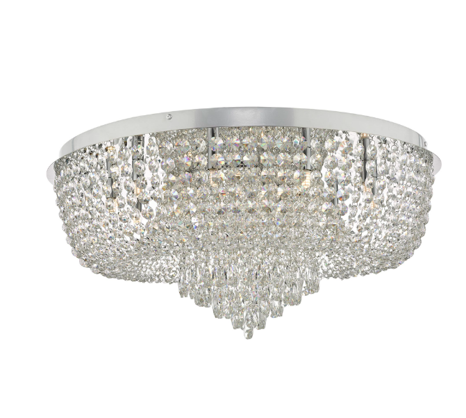 Dar Eitan 12 Light Beaded Flush EIT4808 Clear And Polished Chrome