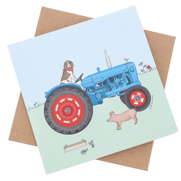 Emma Lawrence Blue Tractor Greeting Card