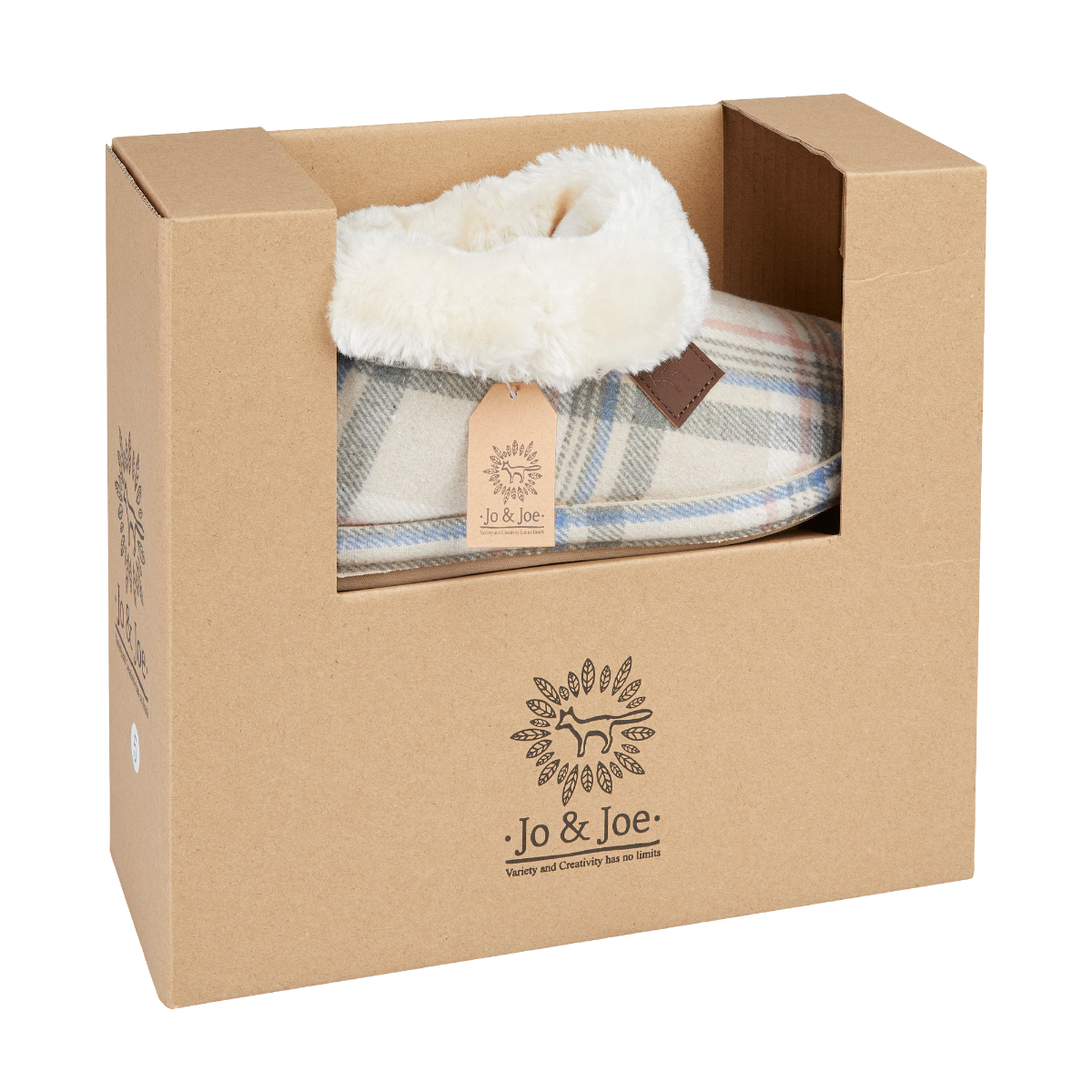 Jo & Joe Glenroyal Oatmeal Tartan Bootee Slipper.