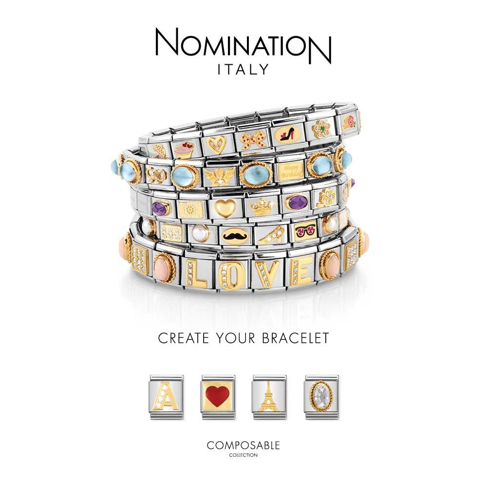 Nomination Yellow Gold Red Faceted Oval Charm
