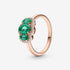 Pandora Rose and Green Three Stone Vintage Ring