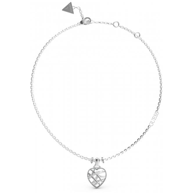 Guess Heart Cage Silver Necklace