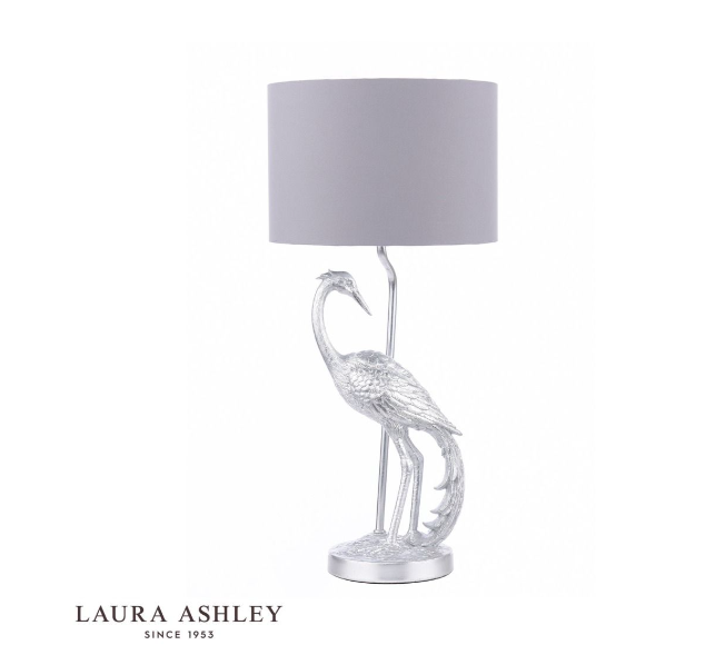 Laura Ashley Tregaron Heron Table Lamp LA3756326-Q Silver With Shade