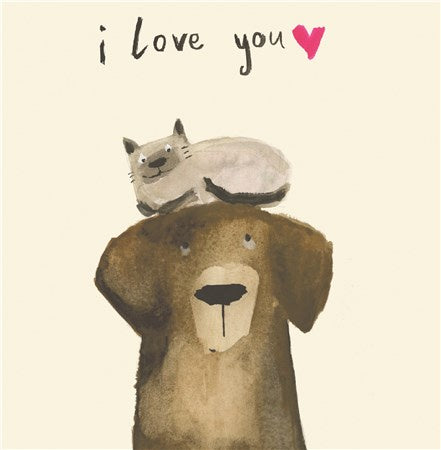 I Love You Cat & Dog Card by Sooshichacha