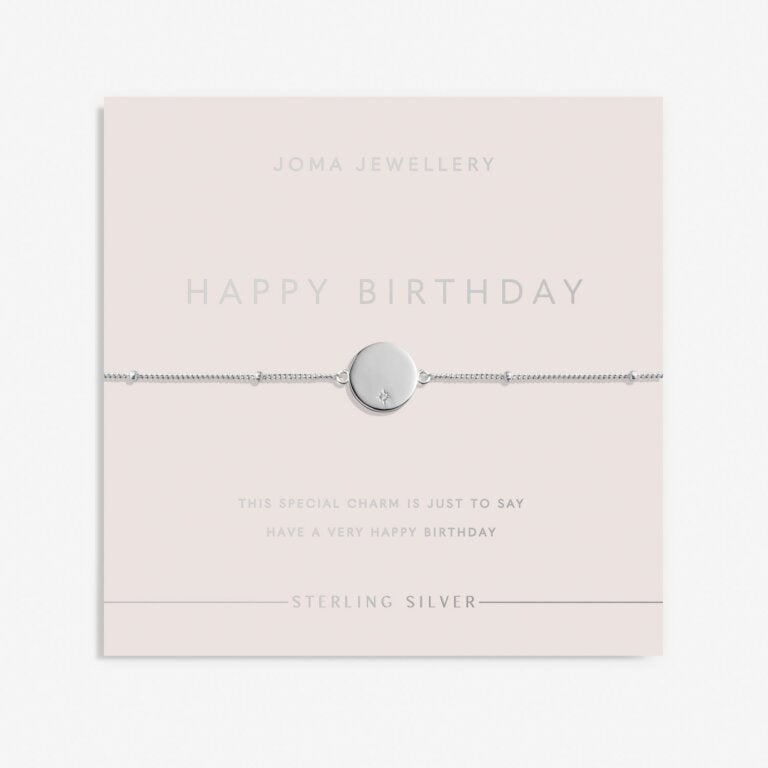 Joma Sterling Silver Happy Birthday Disc CZ Bracelet