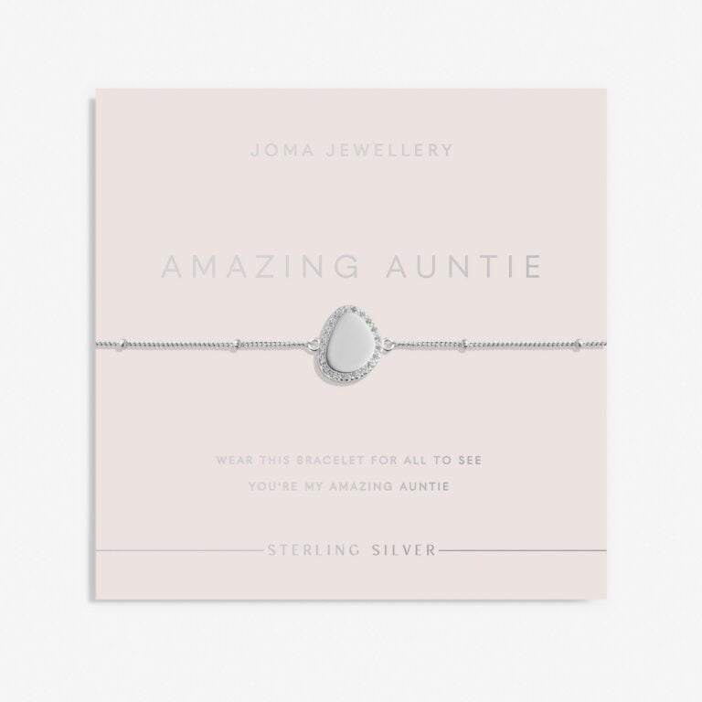 Joma Sterling Silver Amazing Auntie Pebble Pave Bracelet