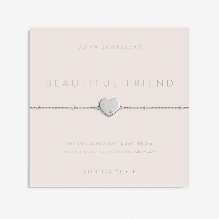 Joma Sterling Silver Beautiful Friend Heart CZ Bracelet