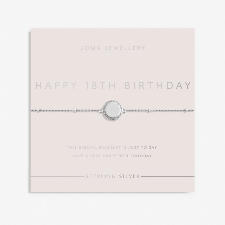 Joma Sterling Silver 18th Birthday Disc Pave Bracelet