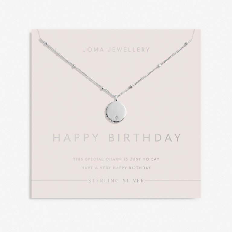 Joma Sterling Silver Happy Birthday Disc CZ Necklace