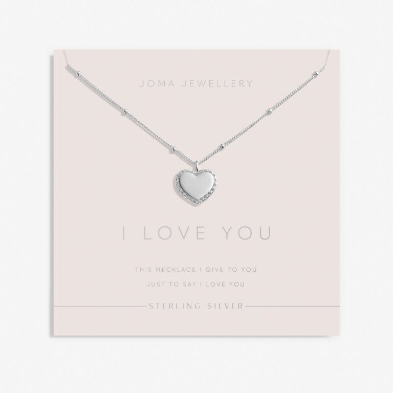 Joma Sterling Silver I Love You Heart Pave Necklace