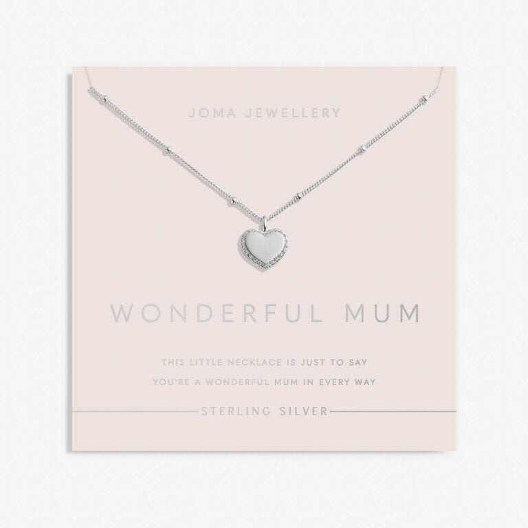 Joma Sterling Silver Wonderful Mum Heart Pave Necklace