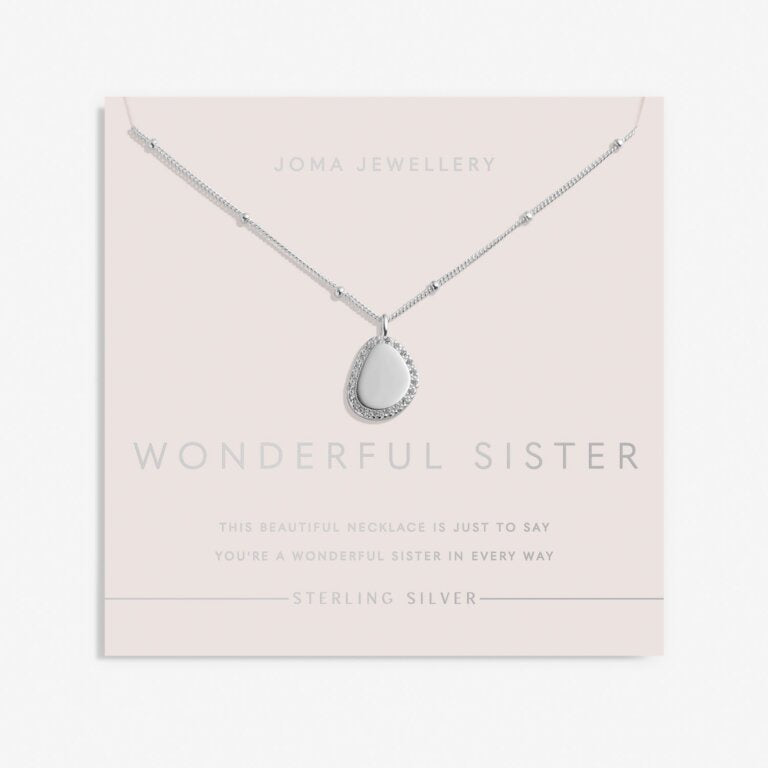 Joma Sterling Silver Wonderful Sister Pebble Pave Necklace