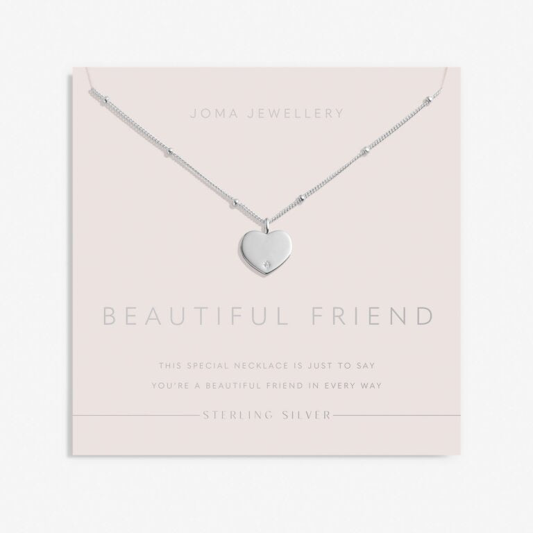 Joma Sterling Silver Beautiful Friend Heart CZ Necklace
